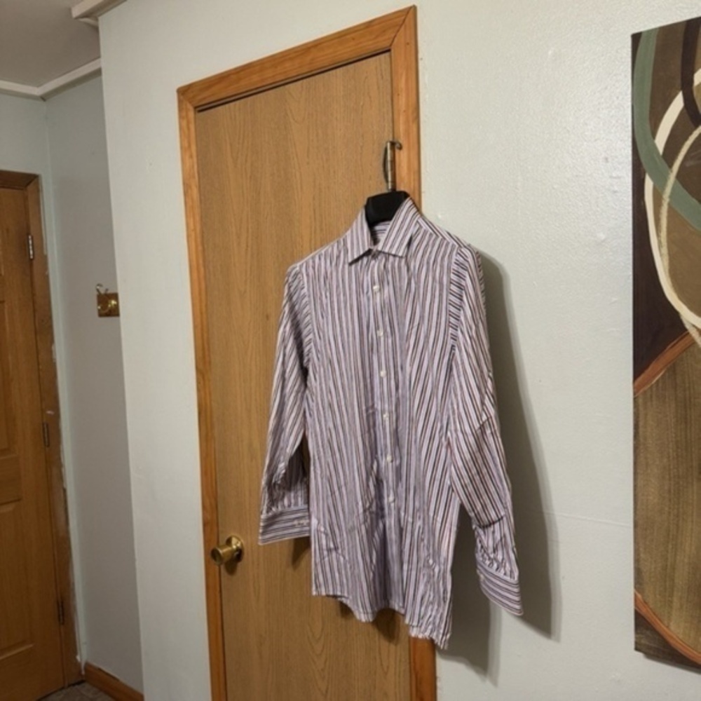 Michael Michael Kors Size 15 32/33 w/Stripes Button-Front Dress Shirt - EUC